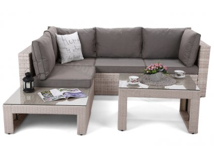 Rohová sedací souprava z technoratanu Milano Coffee Beige / Beige Melange