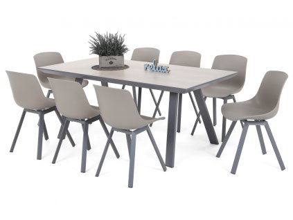 Zahradní nábytek Alu MINORI Silver/Taupe 8+1