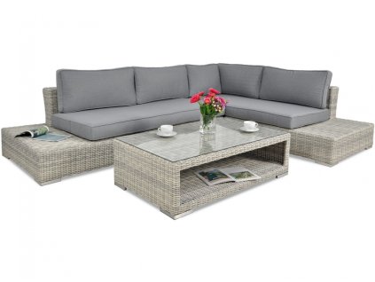 Rohový zahradní set VERONA Premium White-Grey