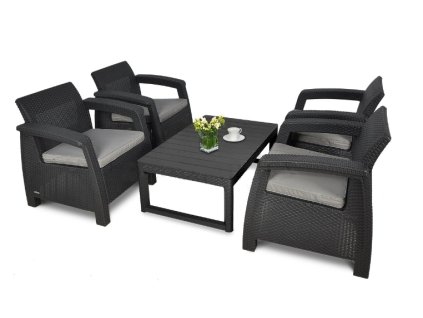 Zahradní set KETER Corfu QUATTRO / LYON - antracit
