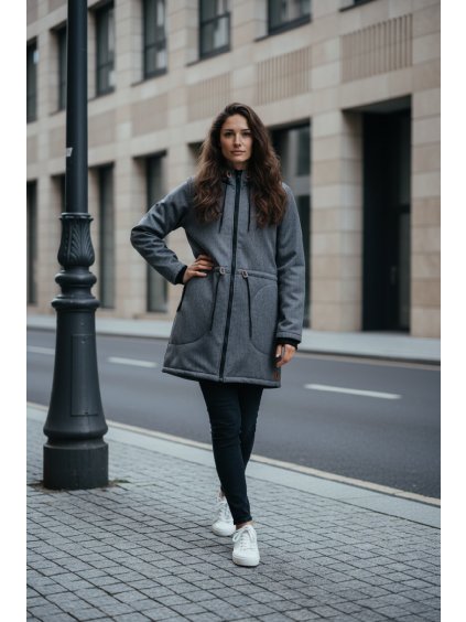 Parka Rybí kost - černošedá vel 40