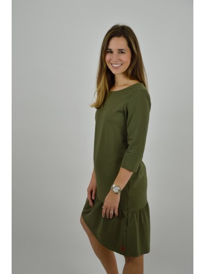 Šaty ELEONORA 3/4 rukáv Khaki