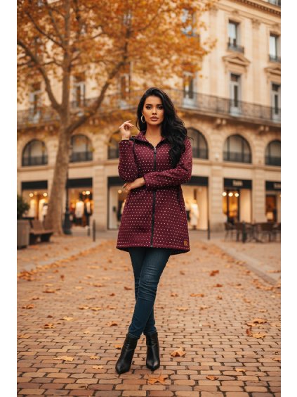 Parka Vínová s bílým puntíkem