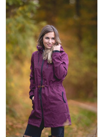 Parka Drobný puntík vínová kombi