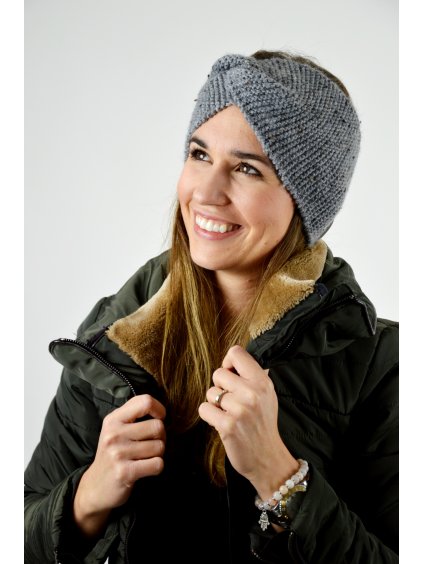 Dámská čelenka šedá s nopky