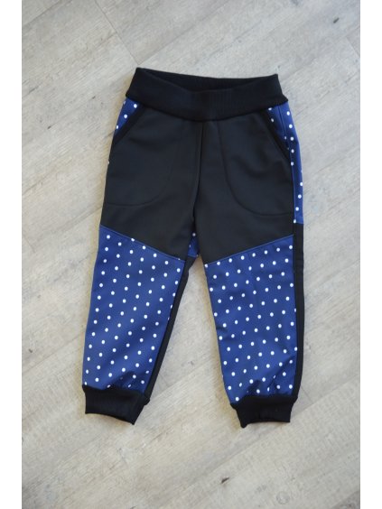 86 Soft kalhoty puntík modrá + černá