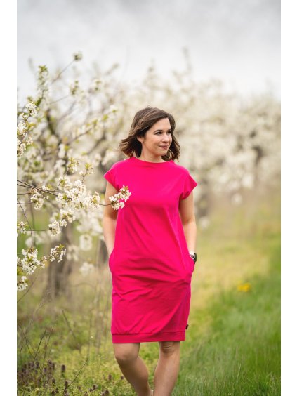 Šaty PAMELA fuchsie  - výběr rukávu