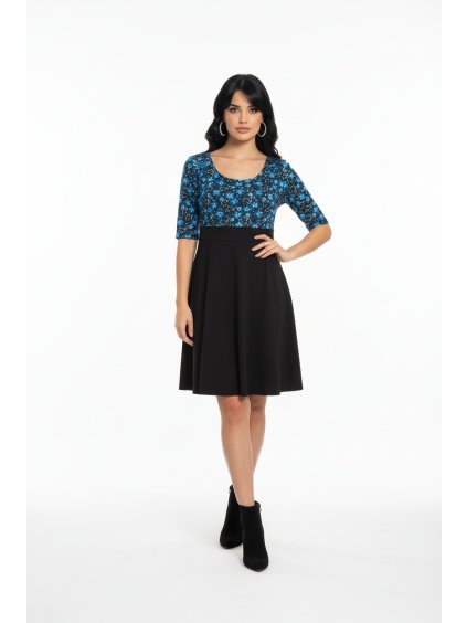 Šaty VIVIEN 3/4 - modré květy vel. 42