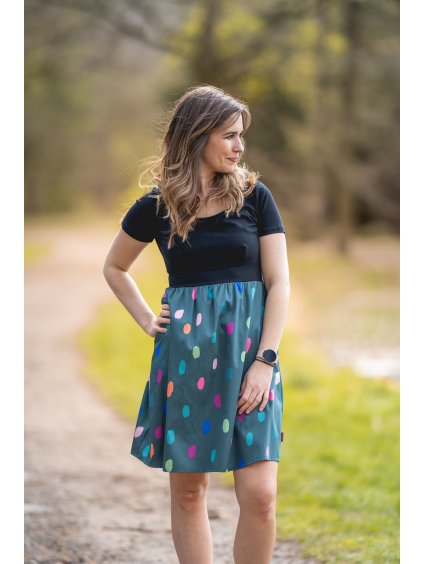 Šaty VIVIEN khaki puntíky