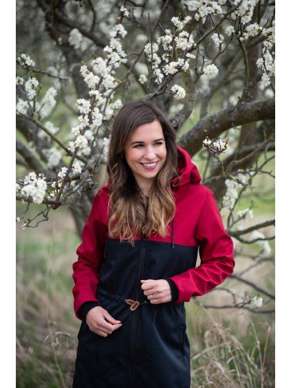 Parka tmavě červená + černá KOMBI