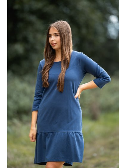 Šaty ELEONORA Tmavě  modrá - výběr rukávu