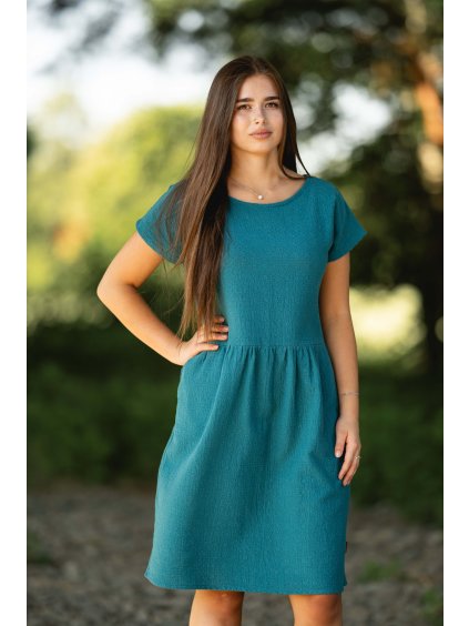 Šaty Marcela paví mušelín