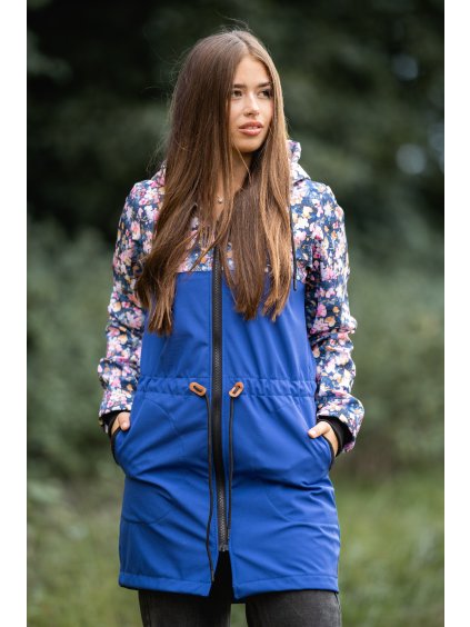 Parka KOMBI třešňové květy + královsky modrá