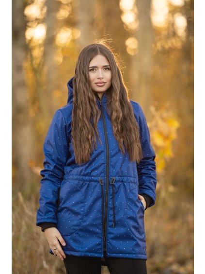 Parka Drobný puntík tmavě modrá s BERÁNKEM KOMBI