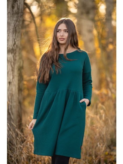 Šaty Marcela wafle paví