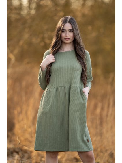 Šaty Marcela wafle zelenkavá