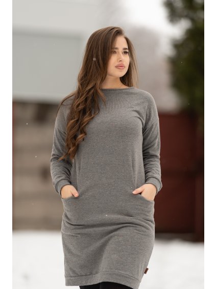 Šaty NORA s nopky šedá