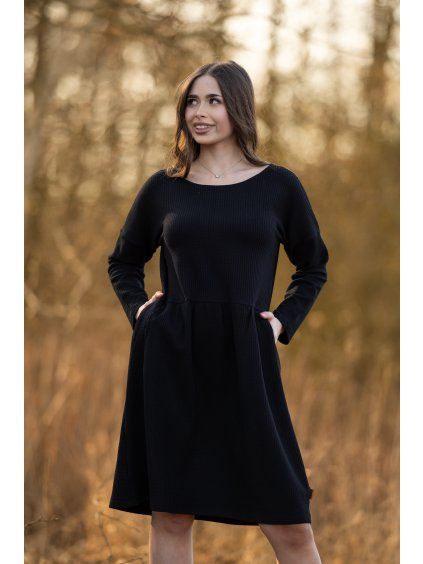 Šaty Marcela wafle černá - výběr rukávu