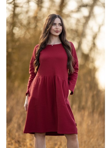 Šaty Marcela wafle bordó