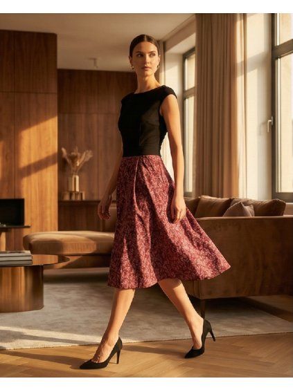 Šaty SYLVA kvítka bordó