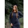 Šaty Samanta dlouhý rukáv tmavě modré žebro
