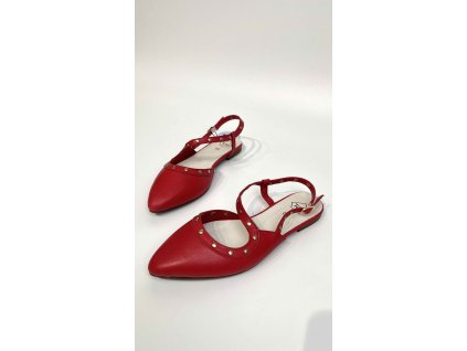 Dámské baleríny TOP3 červené se cvoky