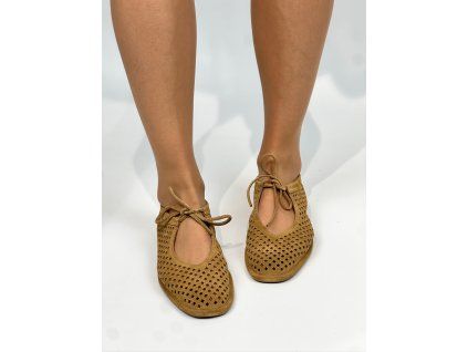 Dámské baleríny Top3 hnědé perforované