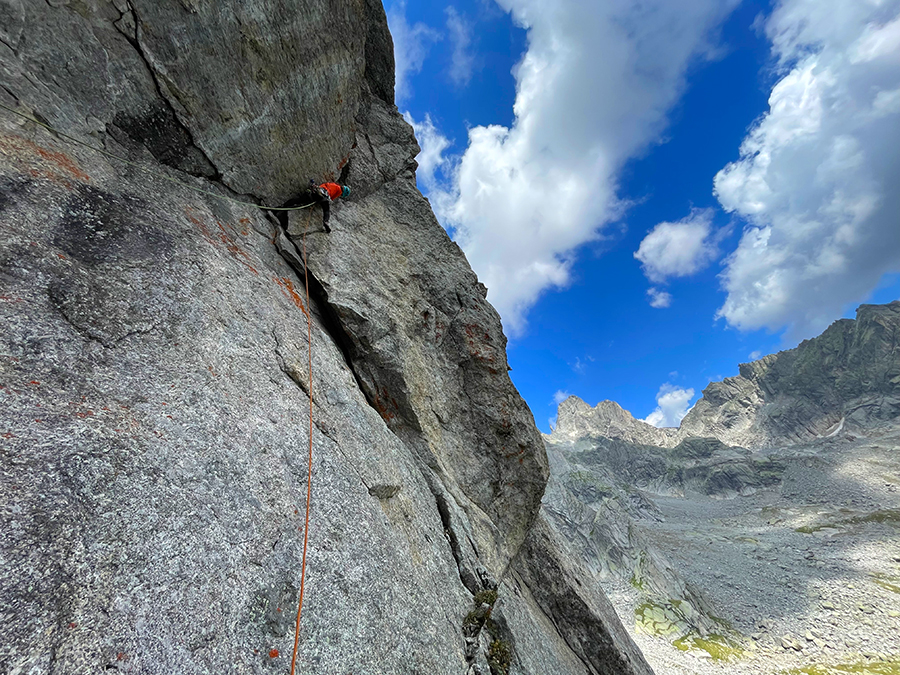Já v šesté délce Ferry Ultra - převislé 6a