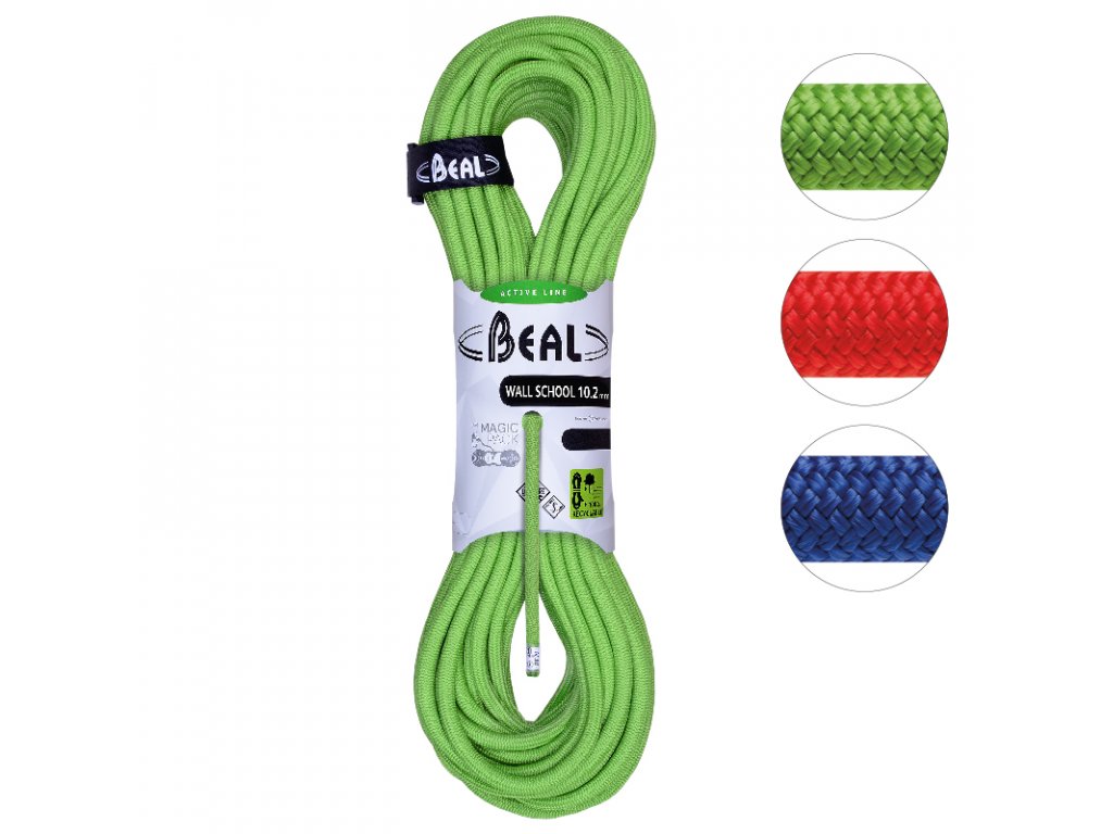 Indoorové horolezecké dynamické lano BEAL Wall School Unicore 10,2 mm