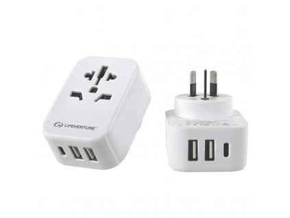Cestovní adaptér Lifeventure World to AUS/China Travel Adaptor with USB (& USB C)