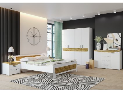 MODERNÍ LOŽNICE MILANA bílá, dub grand