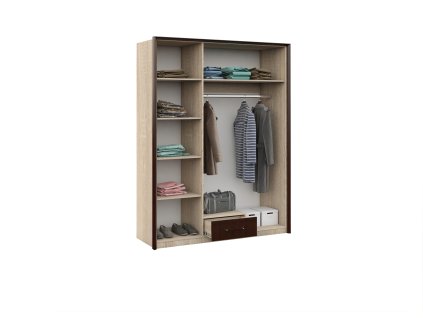 Šatní skříň 3-dvéřová ASHLEY sonoma/wenge