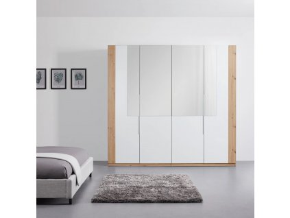 Šatní skříň dub atelier/bílá AVRORA 4-dvéřová
