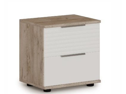 33681 nocni stolek julia bily lesk dub kraft sedy