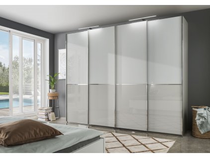 SHANGHAI 2 00626 18 Weiß Fr.Gl.weiß,Gl.Kieselgrau SWT300cm+Aufbauleuchten