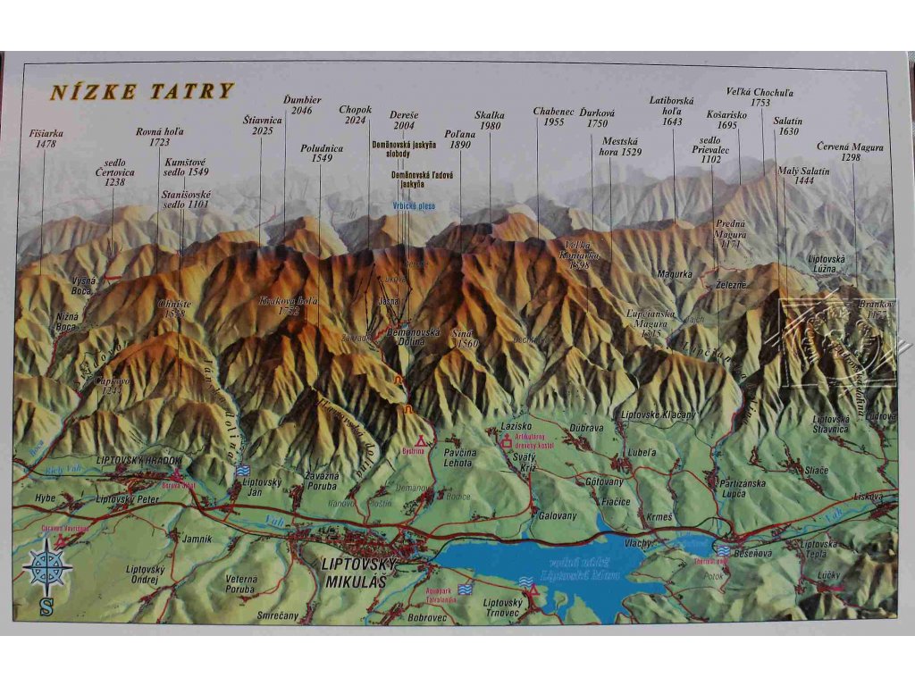 pohľadnica Nízke Tatry mapa 24x21cm
