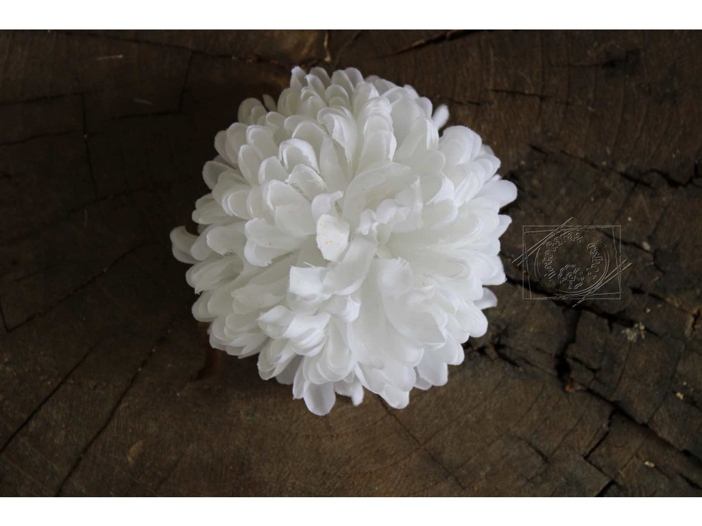 Hlavička kvetu chryzantéma 10cm biela - dekorácia