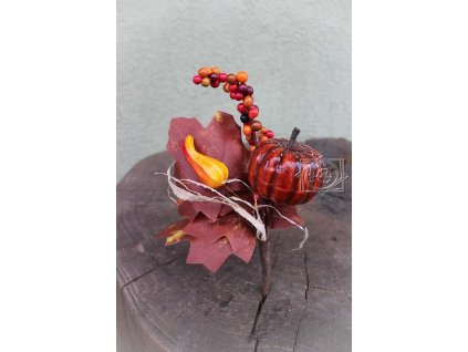 list s tekvičkami 20cm - umelohmotná dekorácia jesenná