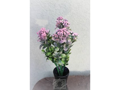 Bobule ružové s lístočkami 30cm - dekorácia