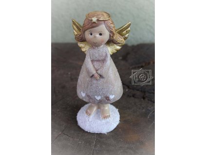 Anjelik keramický so zlatými krídelkami