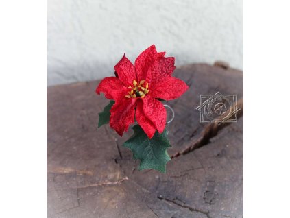 Vianočná ruža mini 18cm, zápich - dekorácia