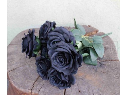Dušičky - čierne ruže kytica 45cm - dekorácia