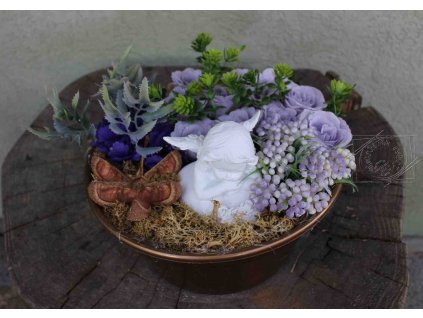 Dušičky - ikebana na hrob Klára, fialová