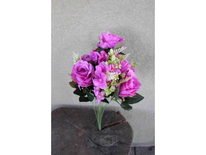 Kytica ruža, hortenzia fialová 50cm - dekorácia