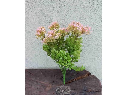 Zeleň-lístky s ružovými bobuľami 35cm - dekorácia
