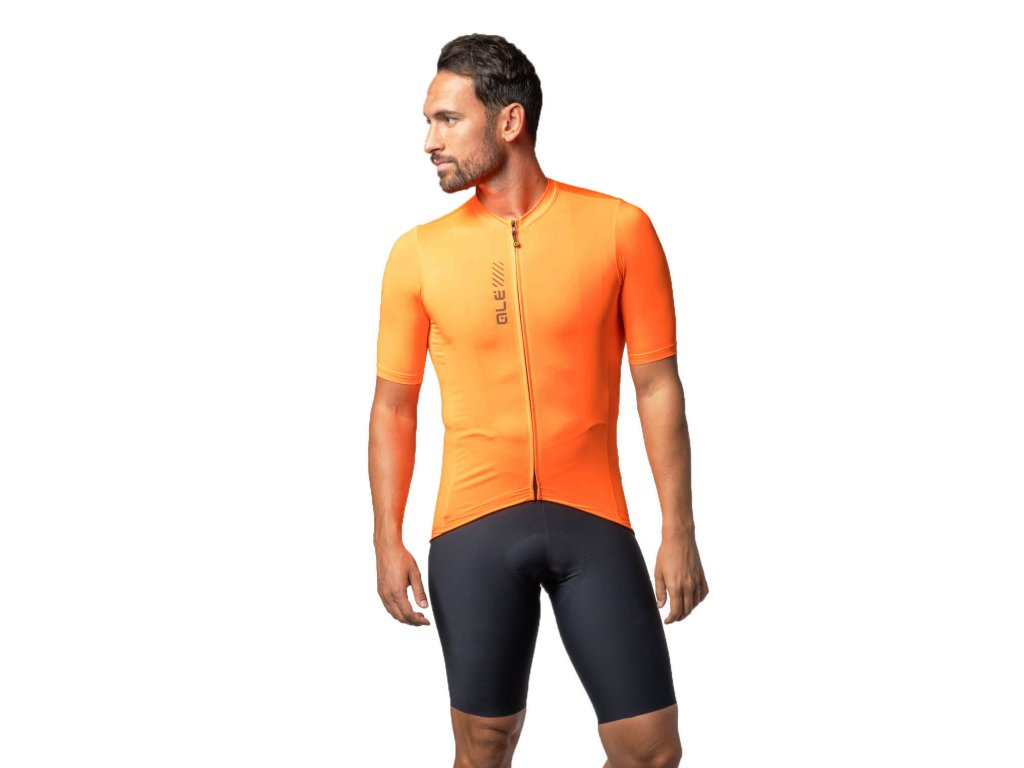 Alé PRAGMA Color Block SS, Fluo orange  Jednofarebný pánsky dres v komfortnejšom strihu