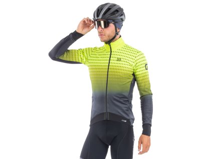 ALÉ PR-S Bullet Winter LS, Fluo yellow/ Black  Pánsky zateplený cyklistický dres s dlhým rukávom