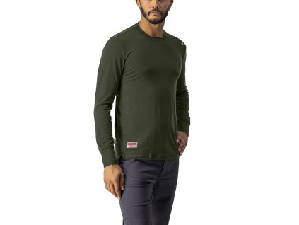 Castelli Merino LS Tee - Vojenská zelená (Veľkosť XXL)