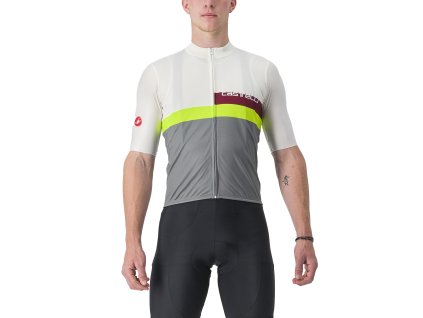 Castelli A Blocco SS - Ivory/bordová/electric lime/sedona/sage (Veľkosť XXL)