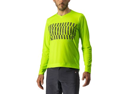 Castelli Trail Tech LS Tee - Electric lime/tmavá šedá (Veľkosť XXL)